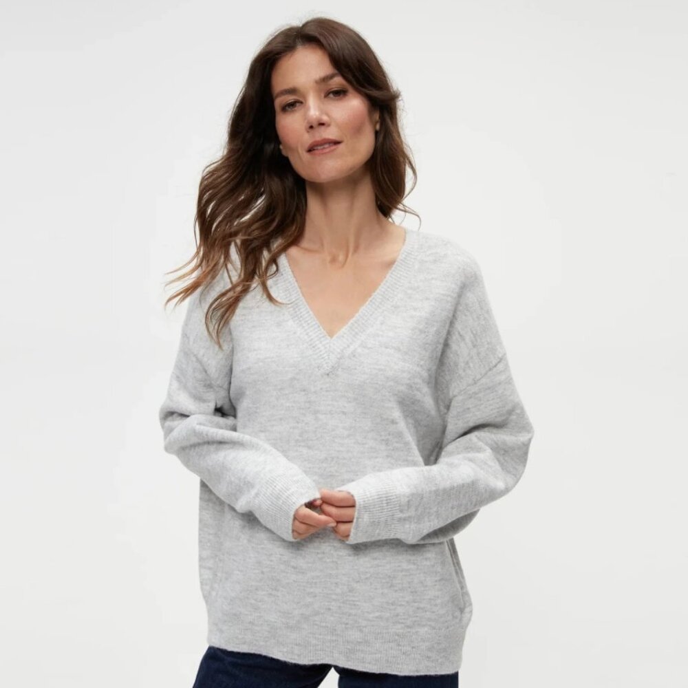 Michael Stars - Hendrix V-Neck Sweater | Heather Grey - Heather Grey / M × 1